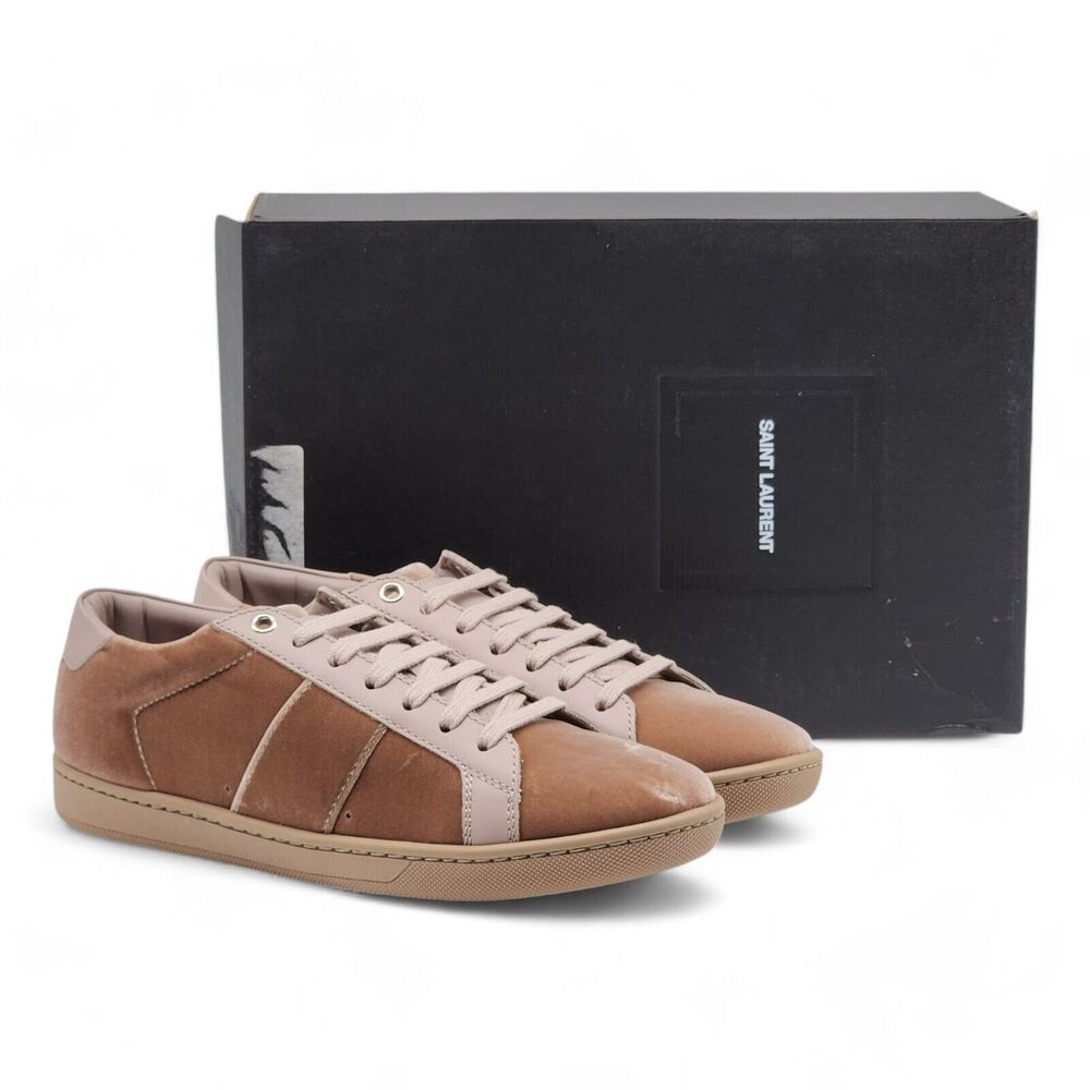 Saint Laurent Court Classic Velvet Sneakers Pink EU 37 US 6.5 - New $750